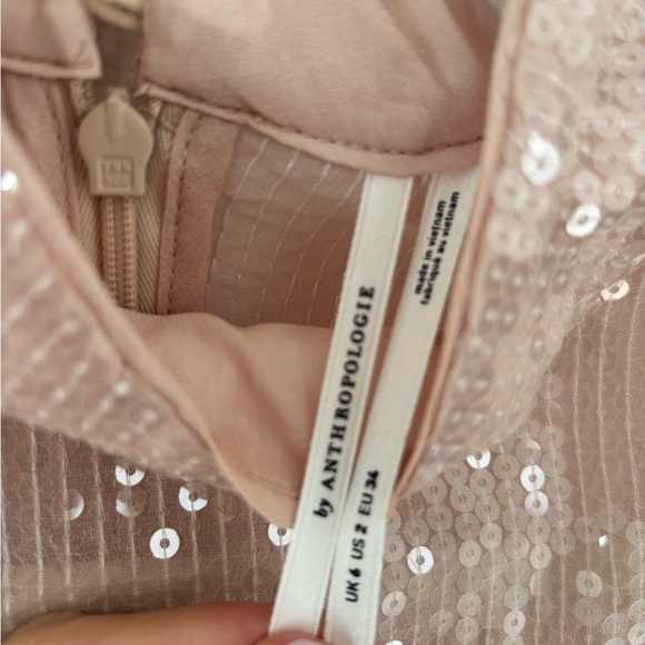 NWOT Anthropologie Ombré Cream Blue Sequin Dress - Picture 4 of 4